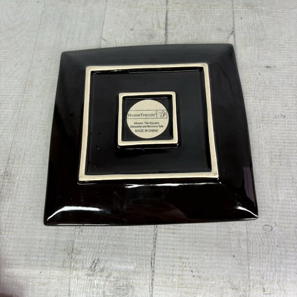 Home Trends MOSAIC TILE Multicolor Blocks Rim Beige Square Salad Plates Set of 4 - Picture 9 of 16